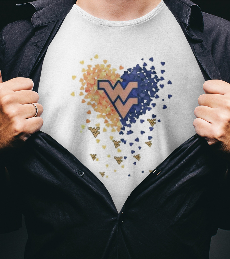 Heart Full Of West Virginia Mountaineers WV Logo And Colorful Hearts T-Shirt