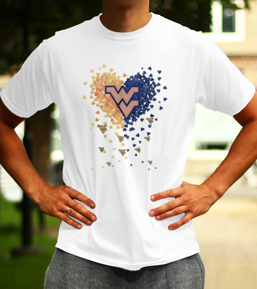 Heart Full Of West Virginia Mountaineers WV Logo And Colorful Hearts T-Shirt