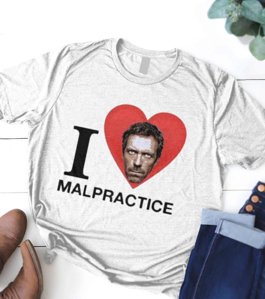 I Love Malpractice House MD Face In Heart T-Shirt