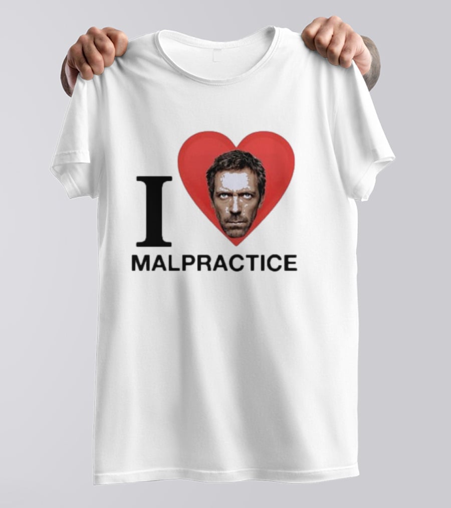 I Love Malpractice House MD Face In Heart T-Shirt
