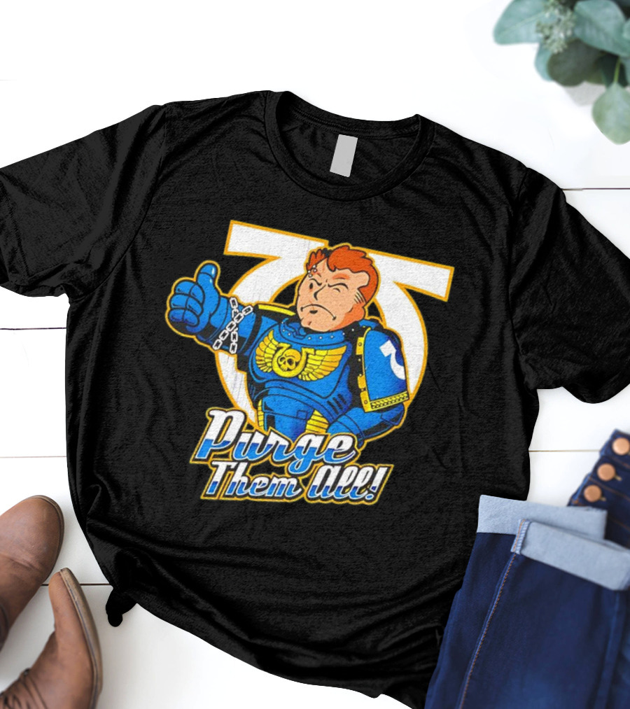 Demetrian Titus Warhammer 40K X Vault Boy Purge Them All Iconic Crossover Mashup T-Shirt