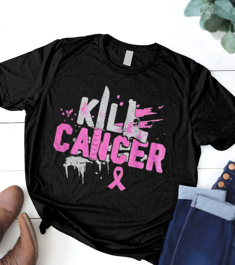 Kill Cancer Pink Ribbon Knife T-Shirt