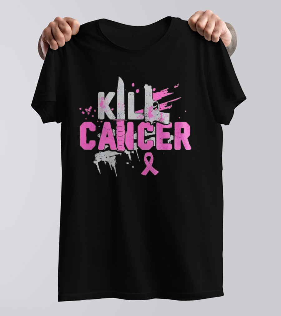 Kill Cancer Pink Ribbon Knife T-Shirt