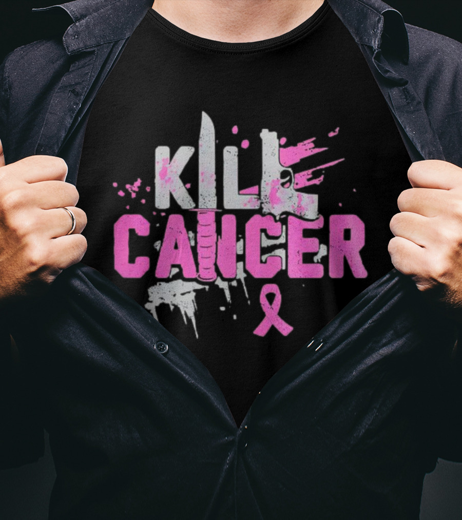 Kill Cancer Pink Ribbon Knife T-Shirt