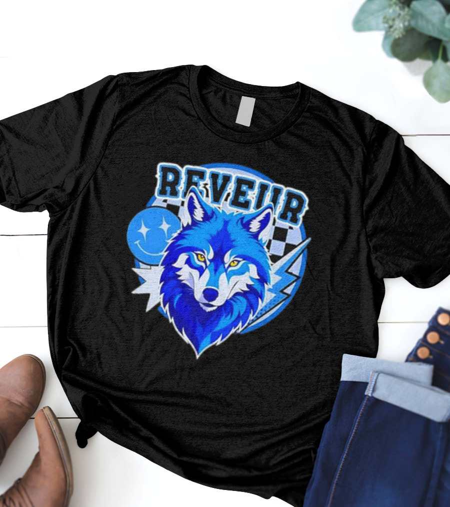 Reveur Blue Wolf Checkered Dreamers Emblem T-Shirt