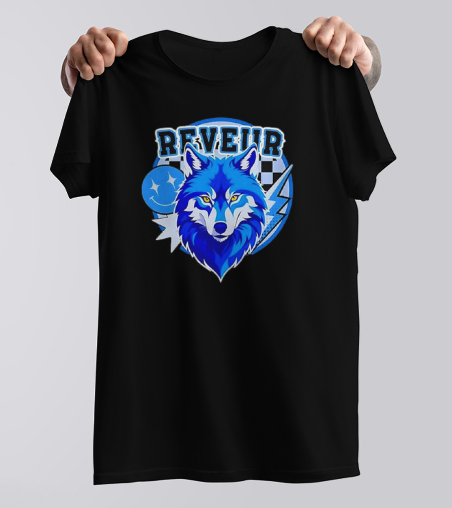Reveur Blue Wolf Checkered Dreamers Emblem T-Shirt