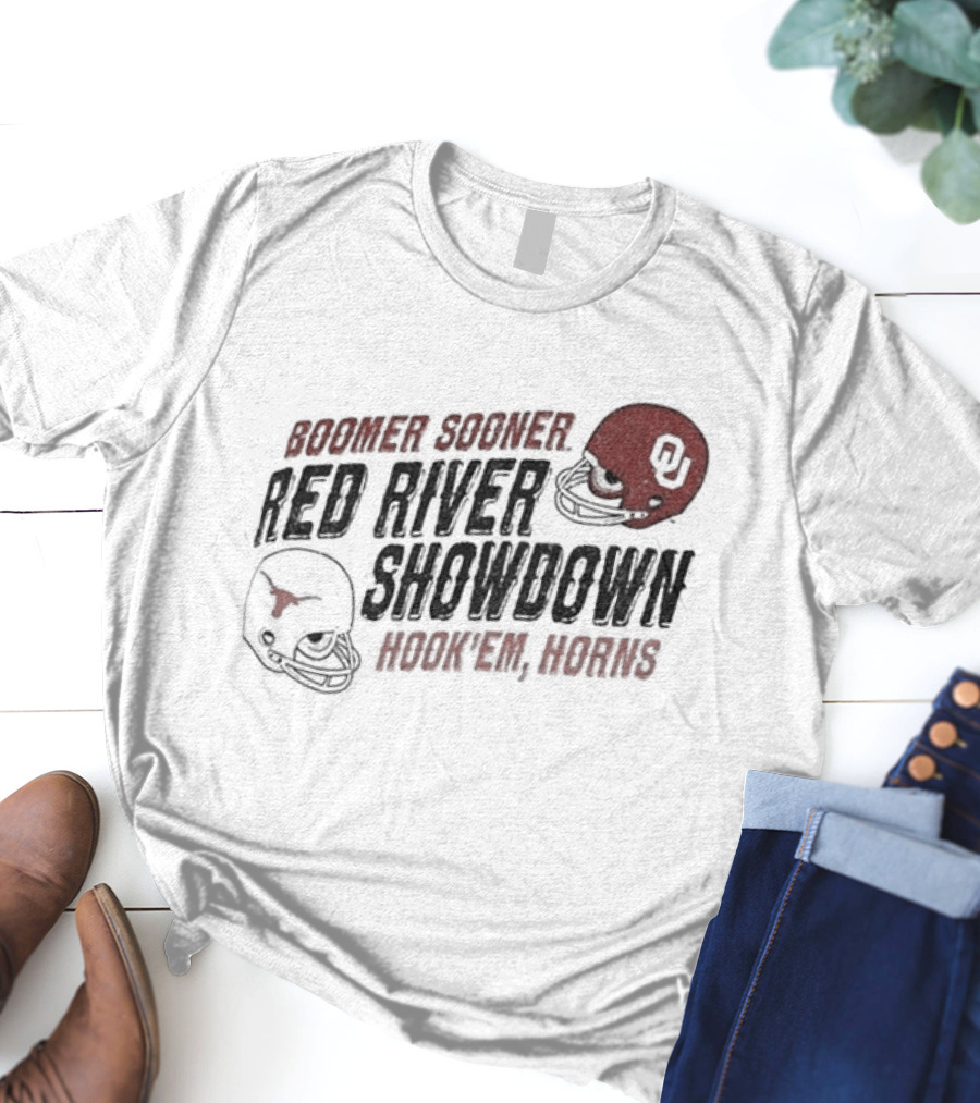 Boomer Sooner Hook 'Em Horns Red River Showdown OU Texas T-Shirt