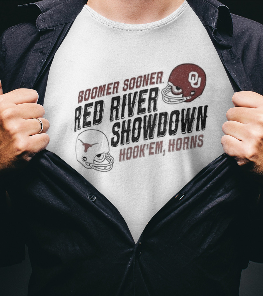 Boomer Sooner Hook 'Em Horns Red River Showdown OU Texas T-Shirt