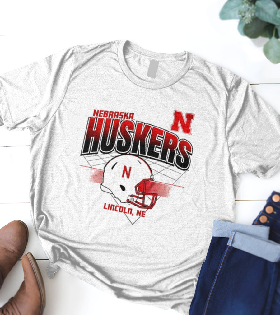 Nebraska Huskers Football Helmet Lincoln NE Grid Nebraska Licensed T-Shirt