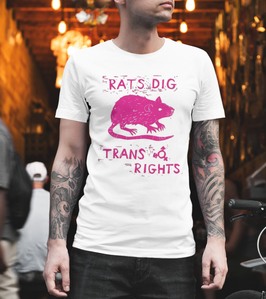 Rats Dig Trans Rights Retro Pink Rat T-Shirt