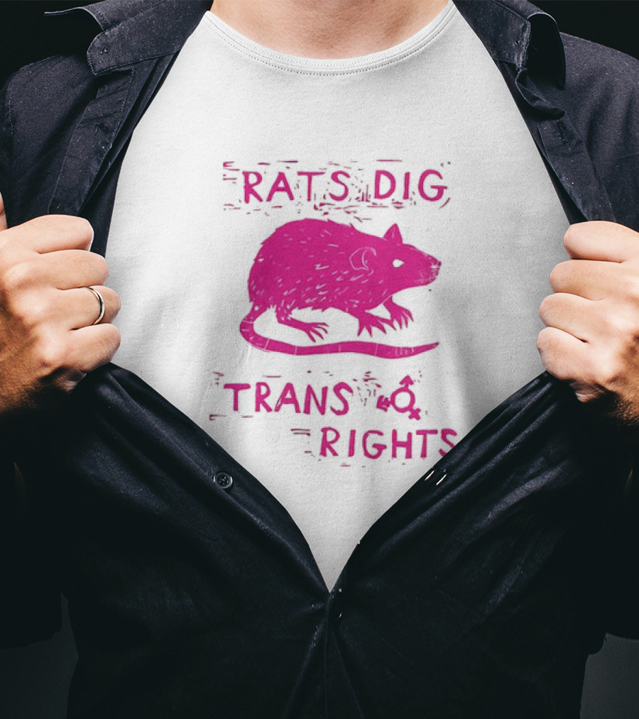 Rats Dig Trans Rights Retro Pink Rat T-Shirt