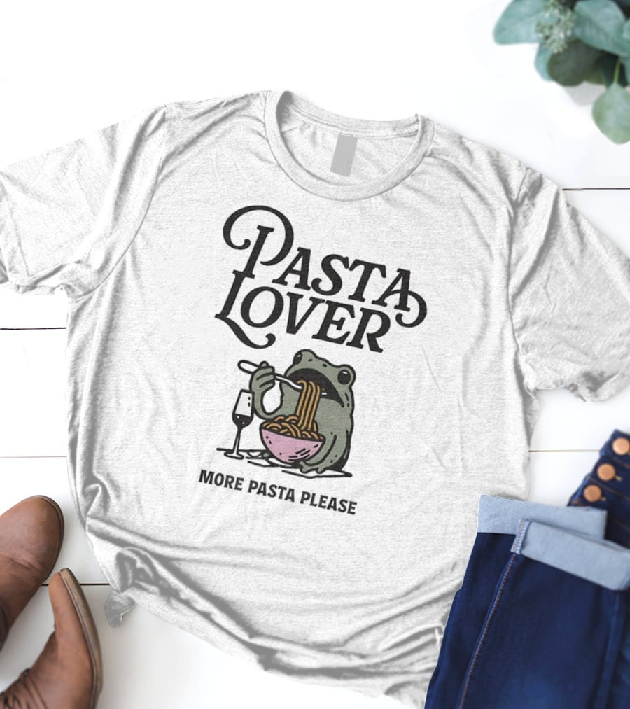 Pasta Lover Frog Enjoying More Pasta Please T-Shirt