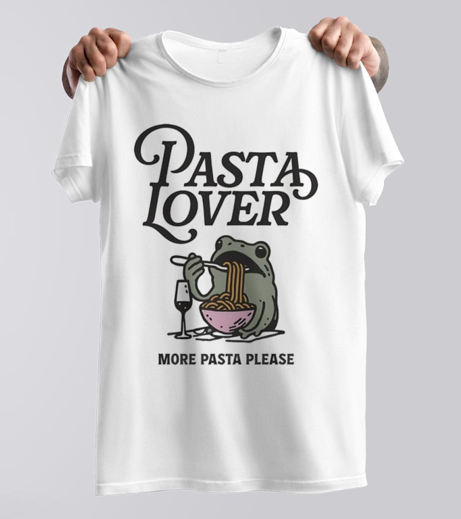 Pasta Lover Frog Enjoying More Pasta Please T-Shirt