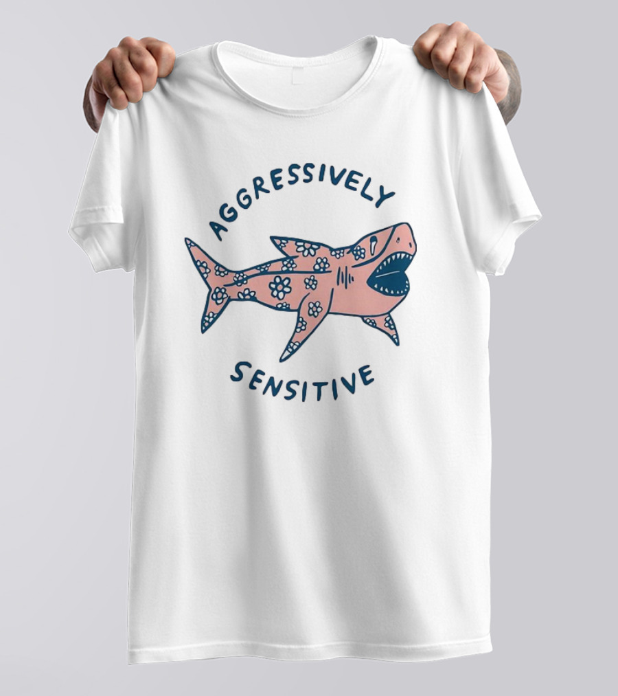 Aggressively Sensitive Floral Shark T-Shirt