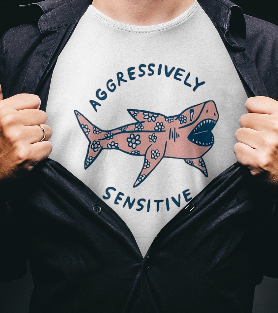 Aggressively Sensitive Floral Shark T-Shirt