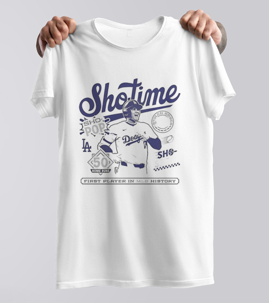 Shohei Ohtani Showtime First Player In MLB History 50 Home Runs 50 Stolen Bases Dodgers T-Shirt