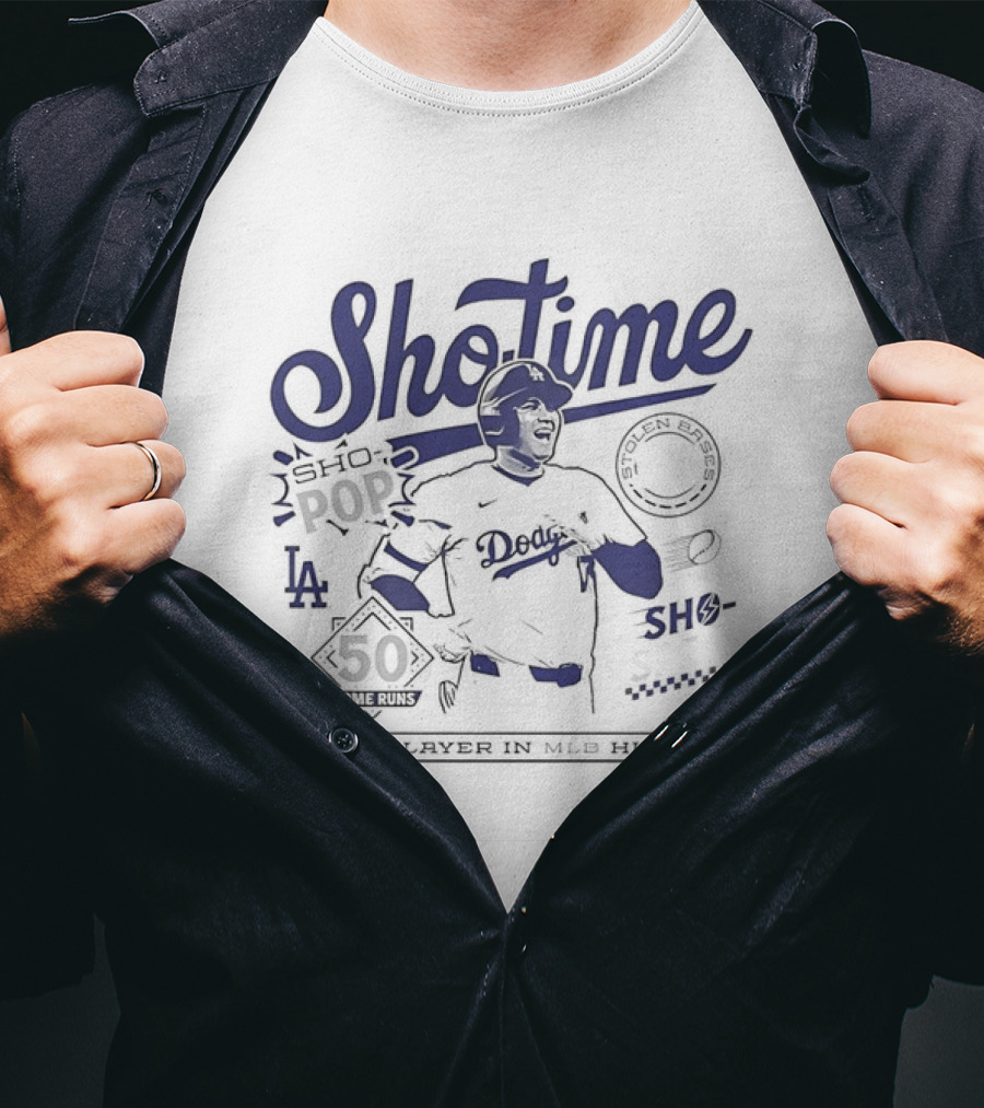 Shohei Ohtani Showtime First Player In MLB History 50 Home Runs 50 Stolen Bases Dodgers T-Shirt