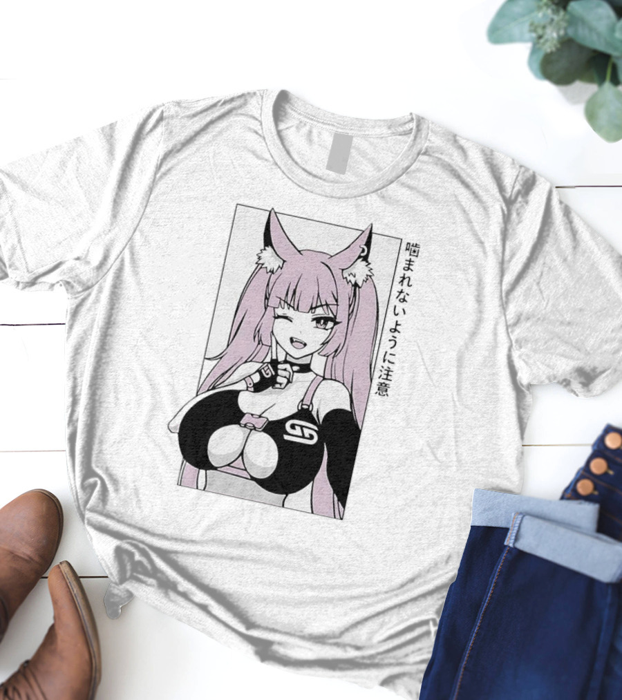 Waifu Frisky Kitty Beware Of Bites T-Shirt