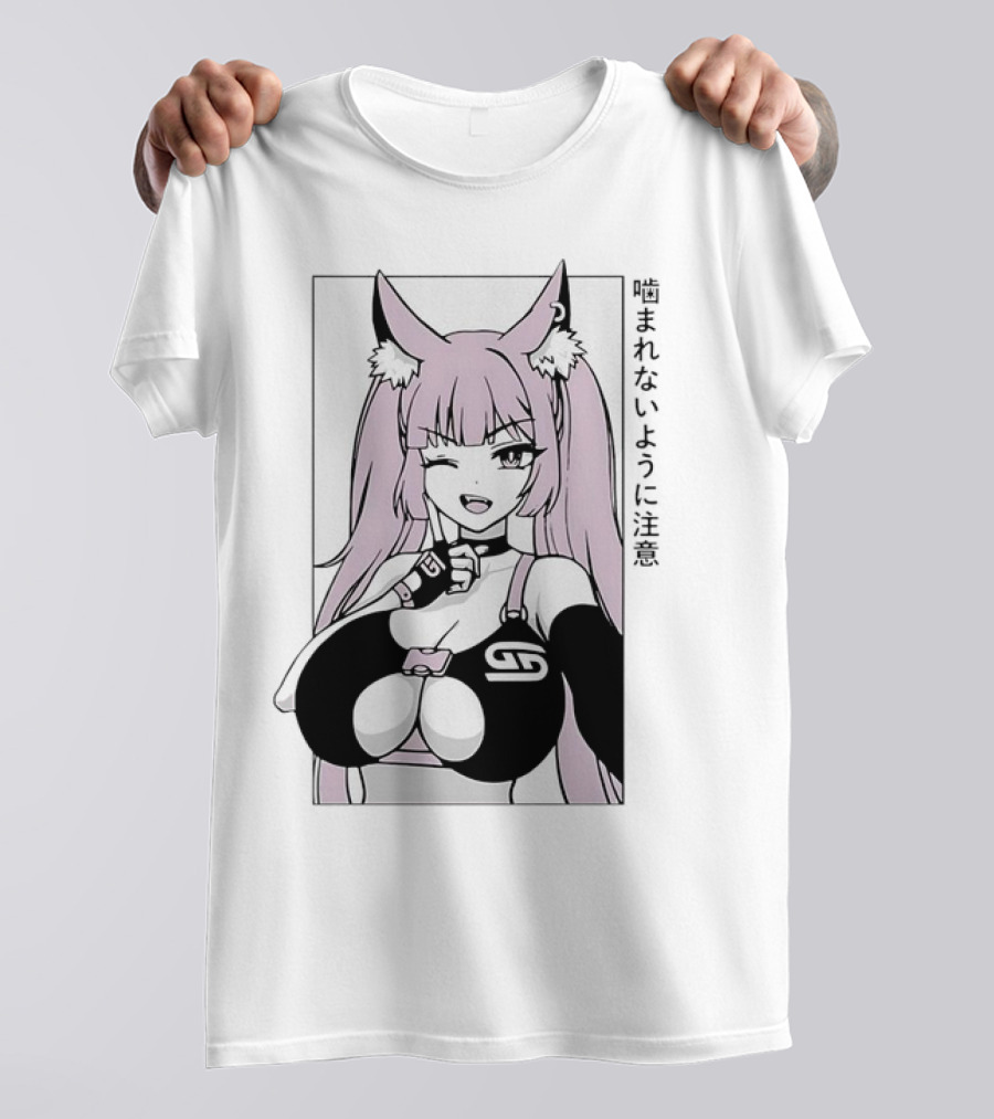 Waifu Frisky Kitty Beware Of Bites T-Shirt