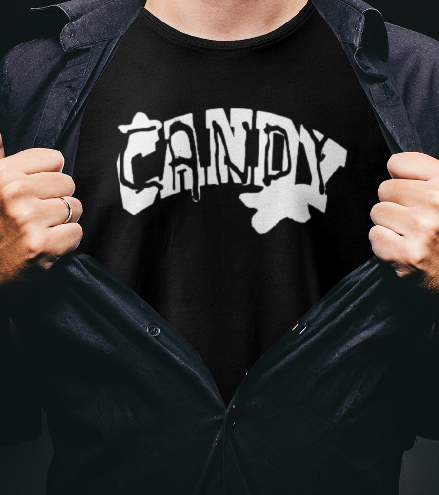 Candy Flipping Bold Distorted Text T-Shirt