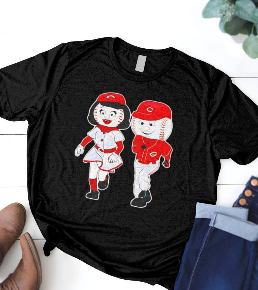 Cincinnati Reds Rosie Red And Mr. Red Mascots T-Shirt