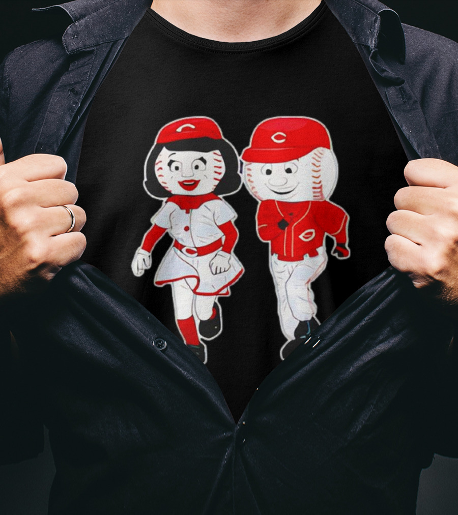 Cincinnati Reds Rosie Red And Mr. Red Mascots T-Shirt