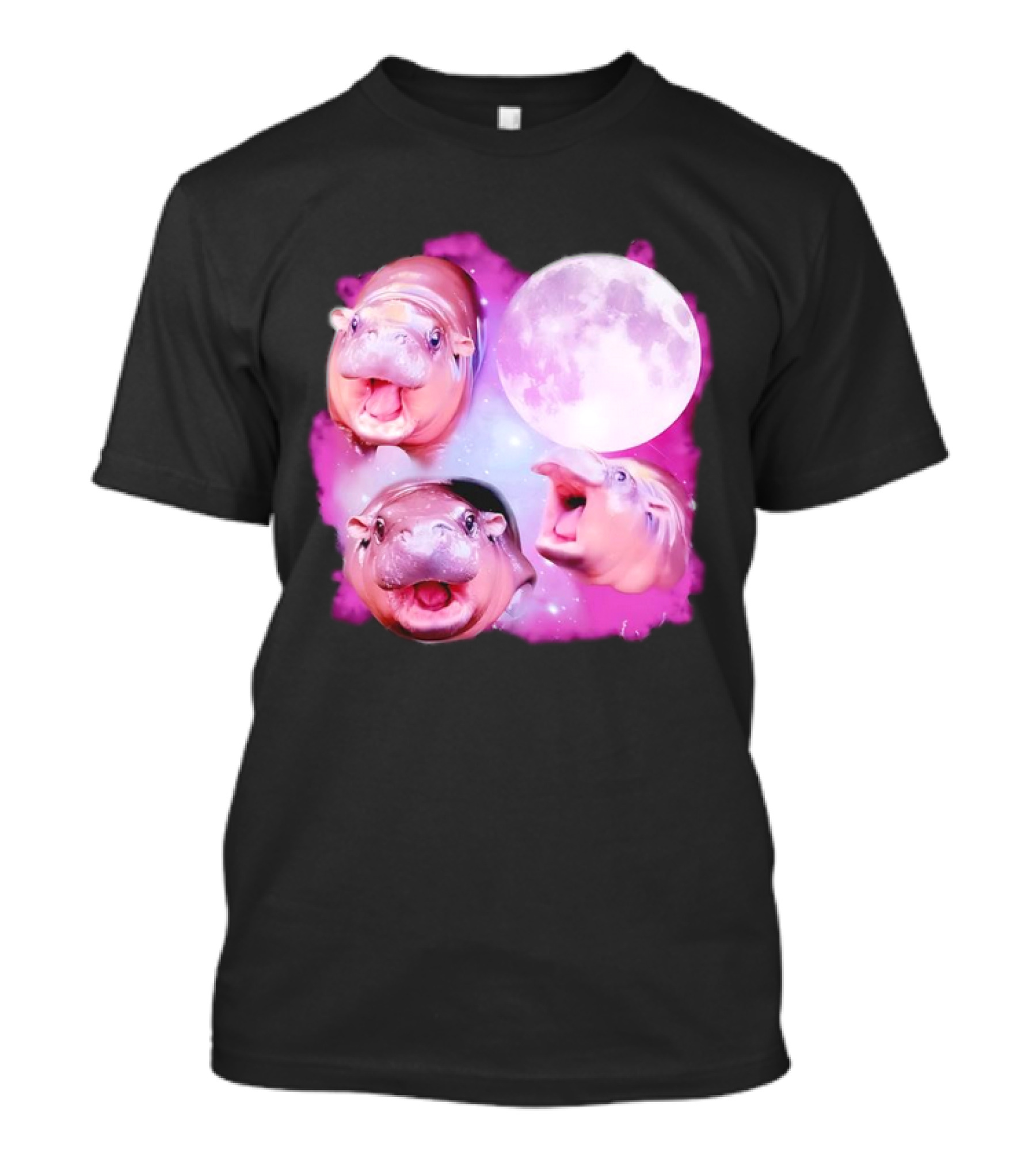 Cute Moo Deng Pink Moon Trio T-Shirt