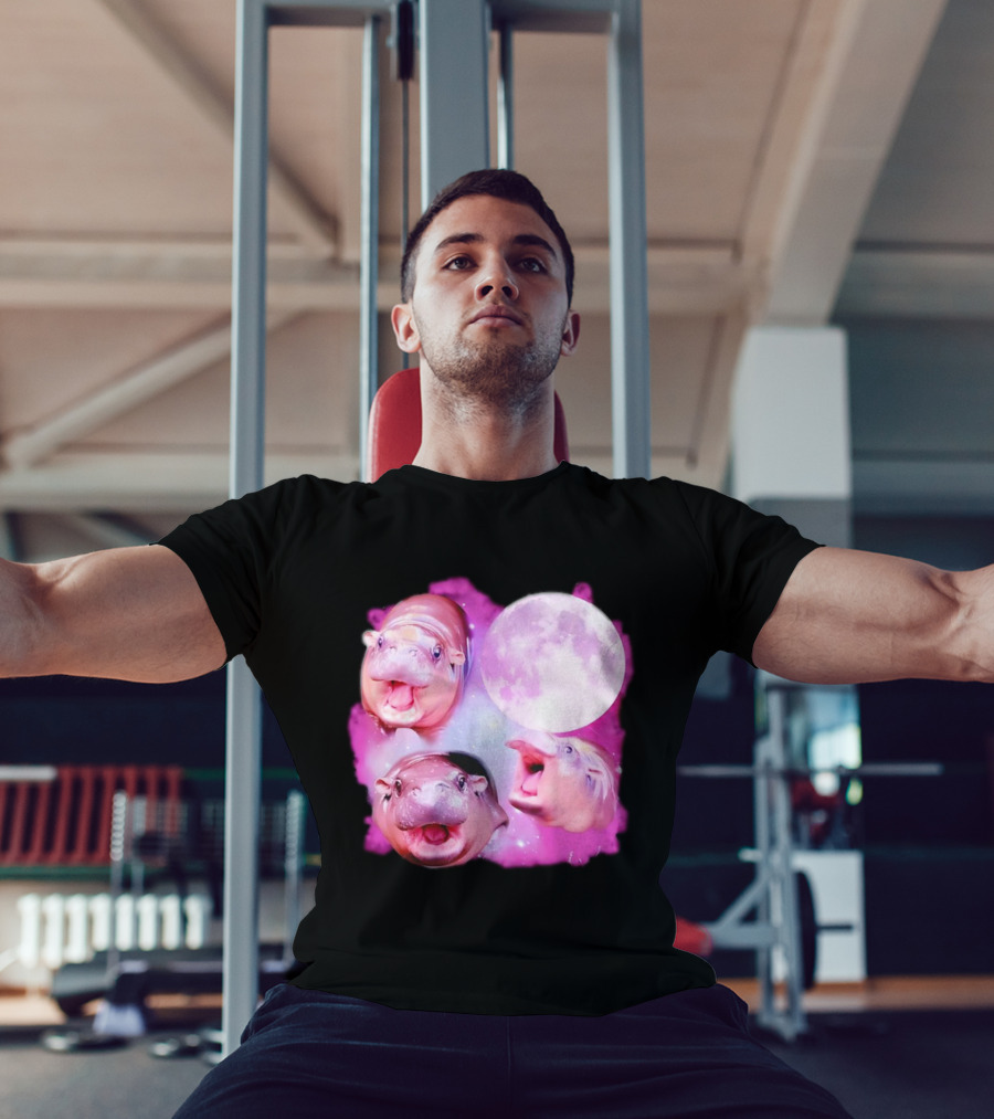 Cute Moo Deng Pink Moon Trio T-Shirt