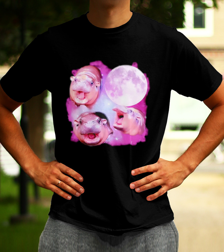 Cute Moo Deng Pink Moon Trio T-Shirt