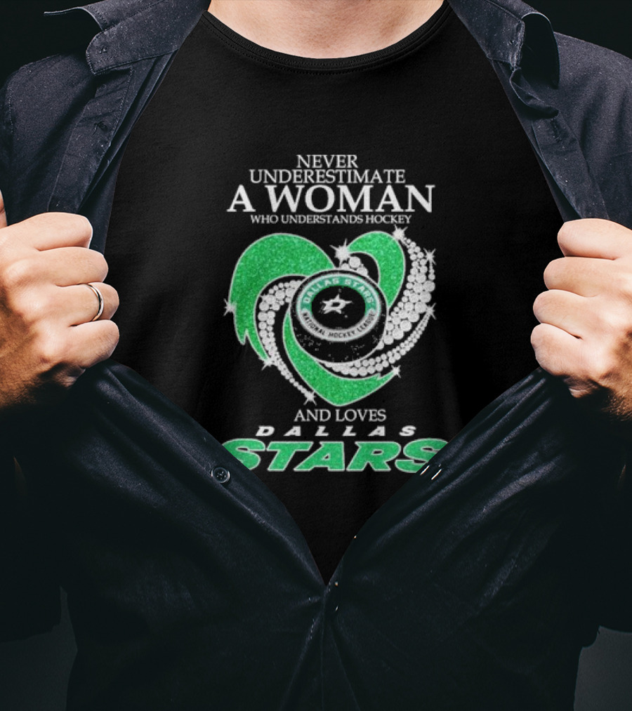 Never Underestimate A Woman Who Understands Hockey And Loves Dallas Stars T-Shirt