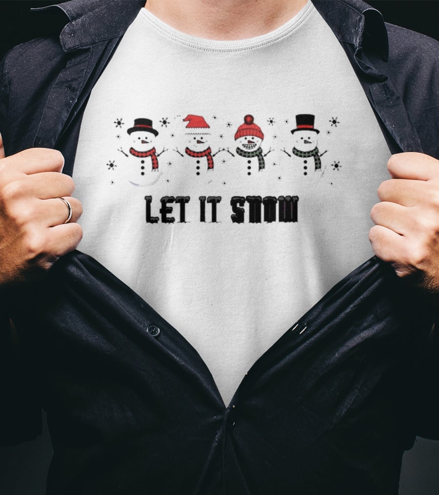 Christmas Snowman Squad Let It Snow Festive Winter Scene T-Shirt