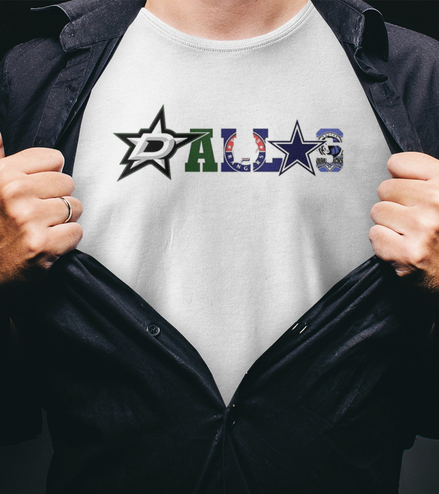 Dallas Mavericks Stars Rangers Cowboys Skyline Basketball NBA T-Shirt