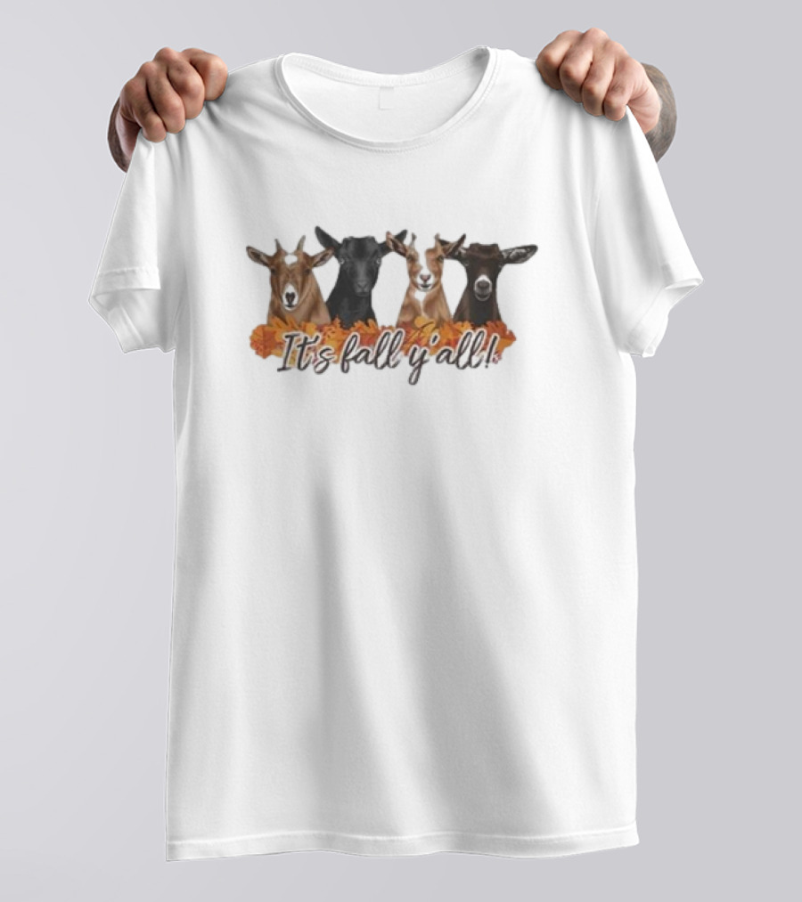 It’s Fall Y’All Goats And Autumn Leaves T-Shirt
