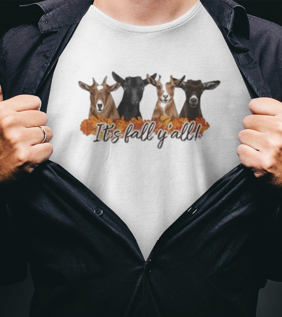 It’s Fall Y’All Goats And Autumn Leaves T-Shirt