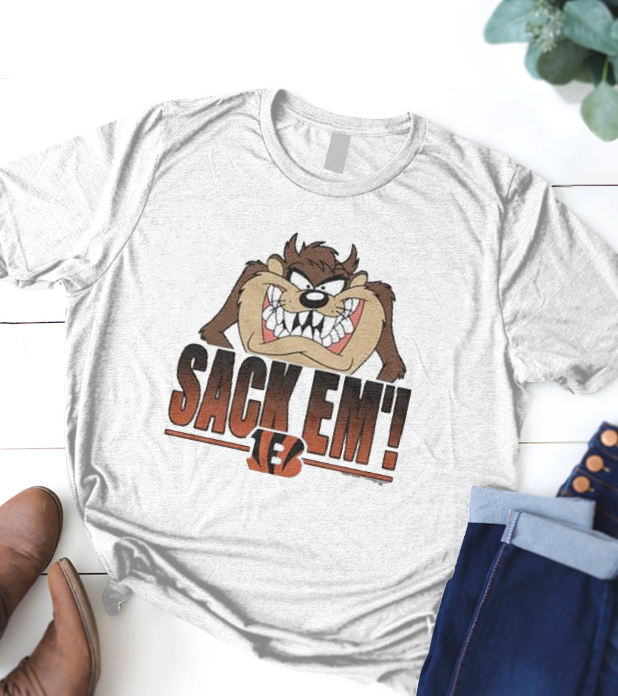 Taz Sack Em Looney Tunes Cincinnati Bengals Collaboration T-Shirt
