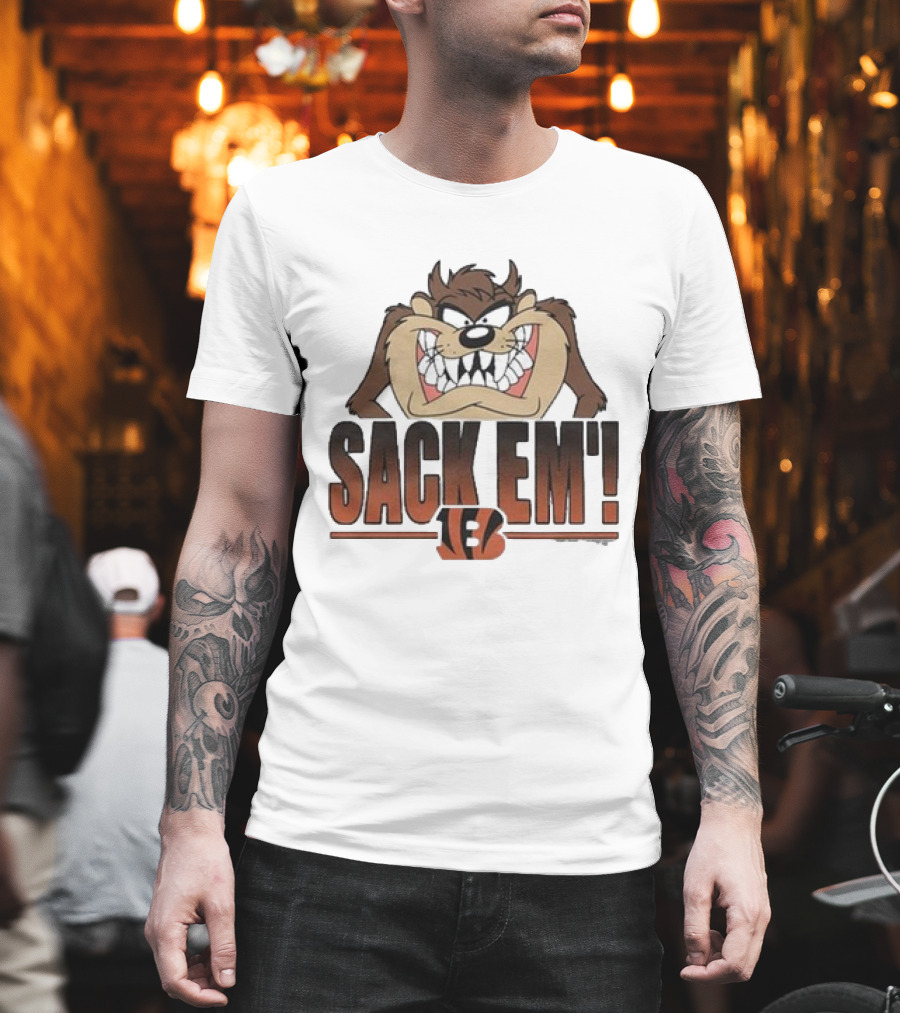 Taz Sack Em Looney Tunes Cincinnati Bengals Collaboration T-Shirt