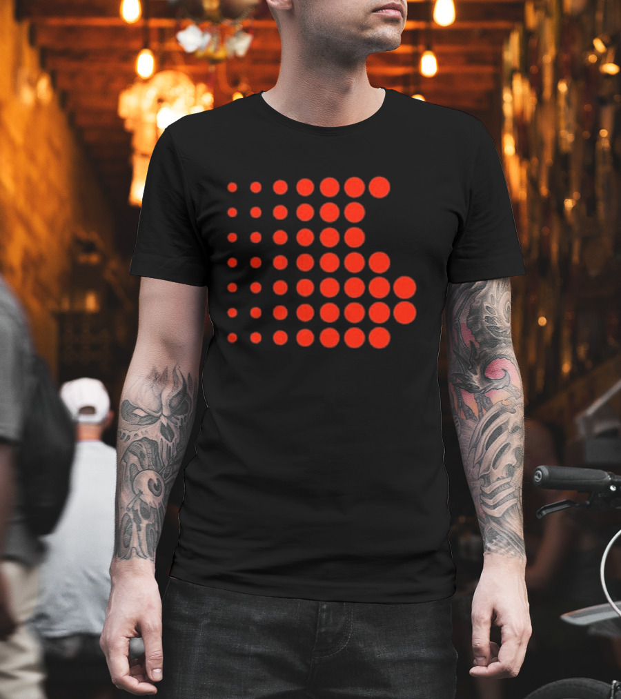 Os-0001 Tetris-Inspired Red Dot Matrix T-Shirt