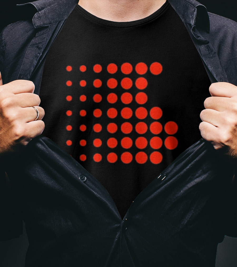 Os-0001 Tetris-Inspired Red Dot Matrix T-Shirt