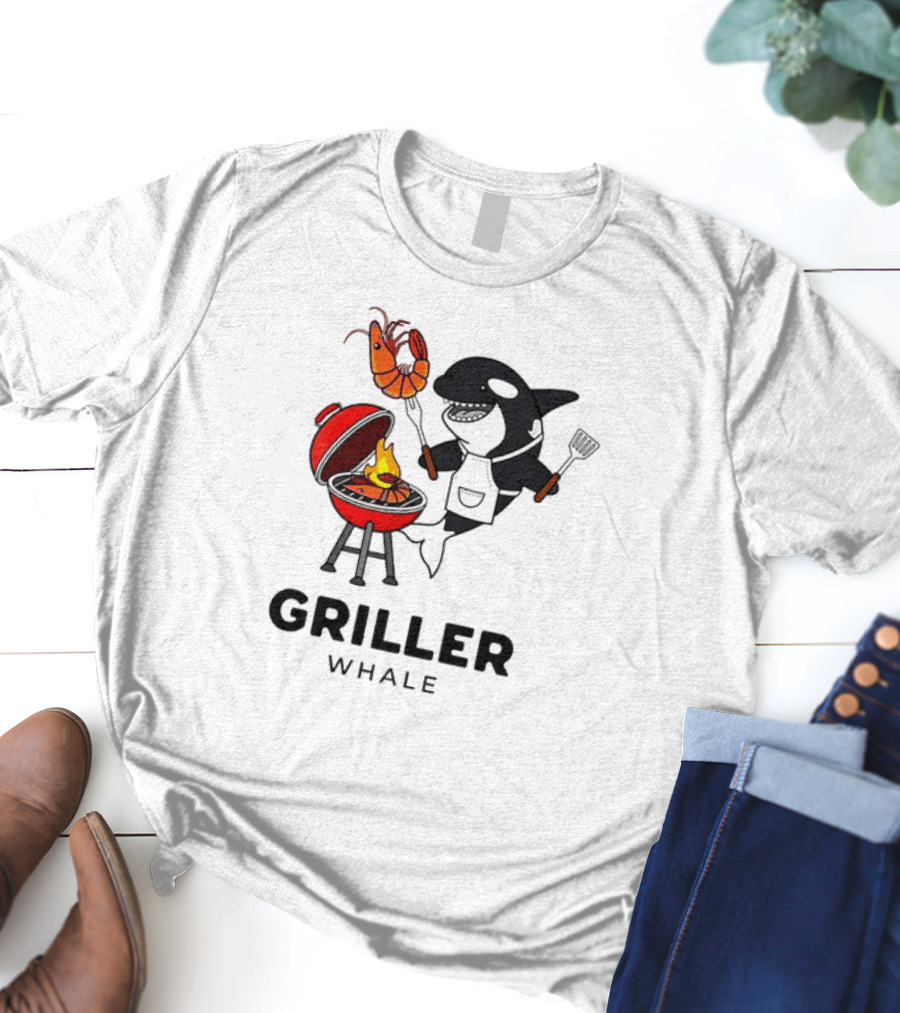 Griller Whale BBQ Cartoon Apron And Spatula With Lobster T-Shirt