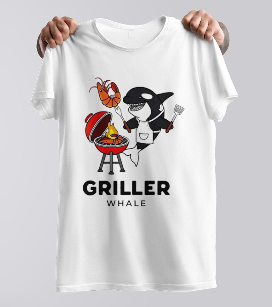 Griller Whale BBQ Cartoon Apron And Spatula With Lobster T-Shirt