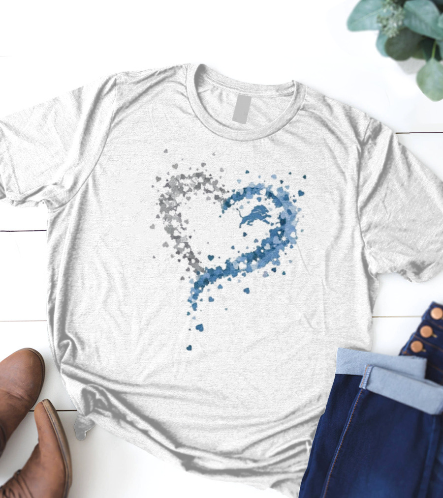 Passion Heart Detroit Lions Love Emblem T-Shirt