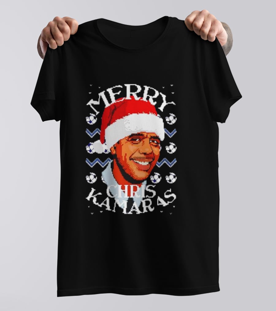 Merry Chris Kamaras Christmas Jumper Santa Hat Soccer Balls T-Shirt