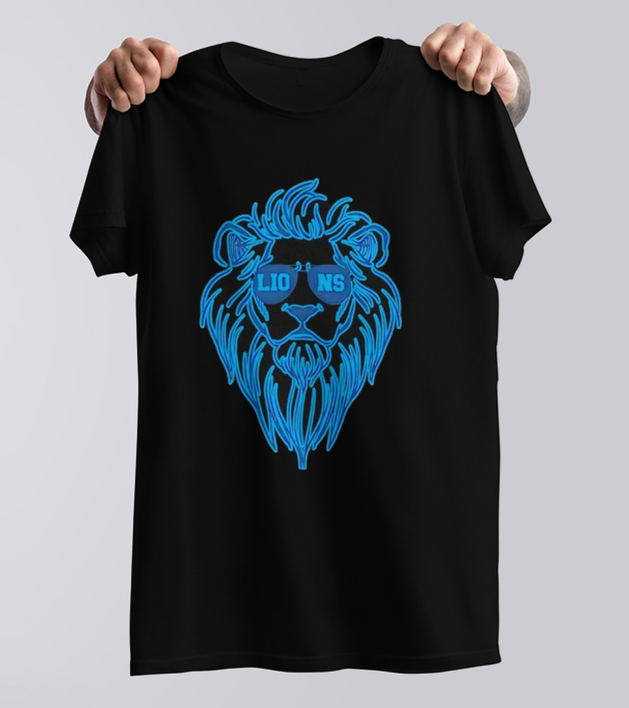 Detroit Lions Football Mascot With Sunglasses T-Shirt