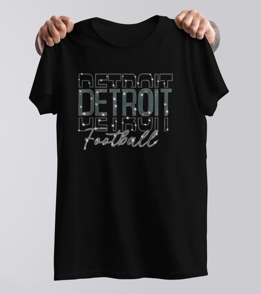 Detroit Football Rhinestone Gameday Sparkle T-Shirt