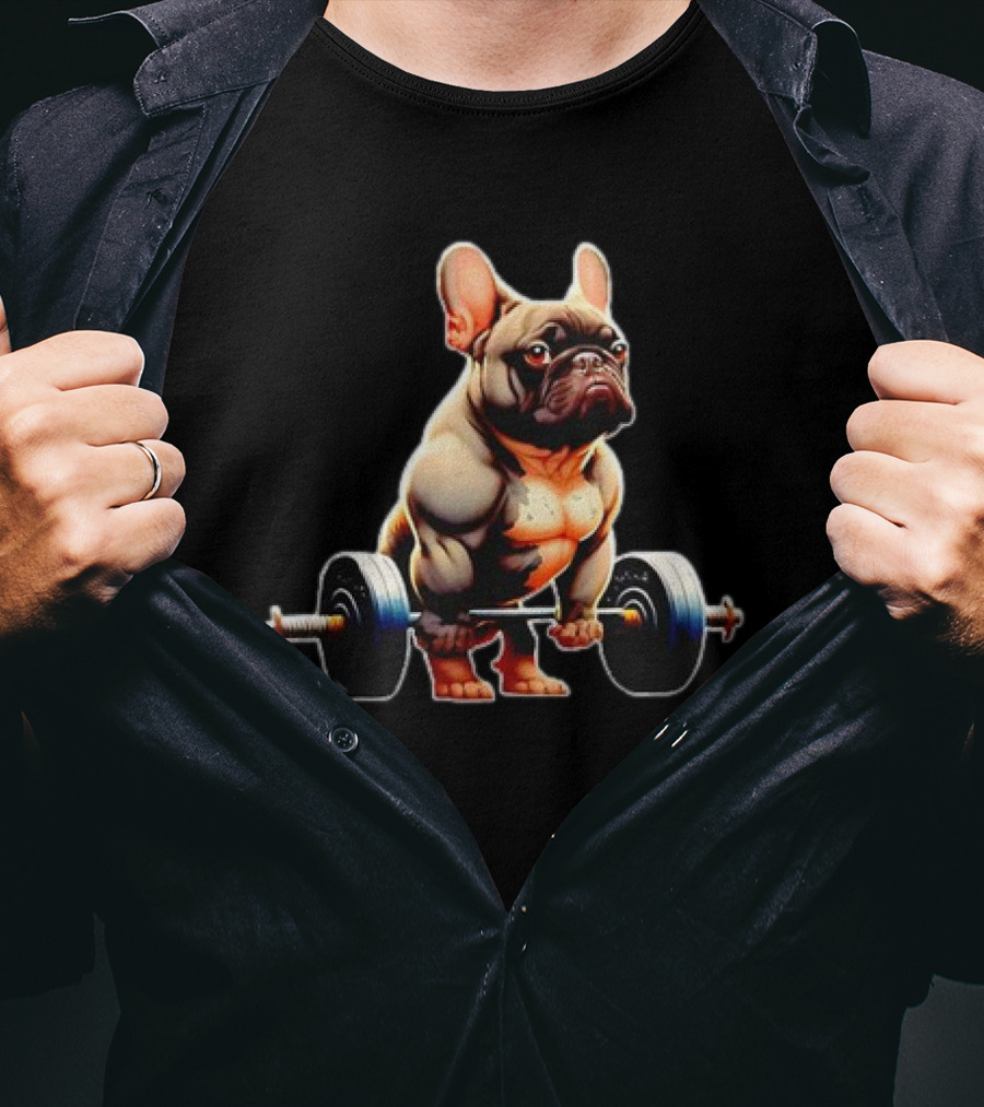 French Bulldog Powerlifting Gym Frenchie Weightlifting Champion T-Shirt