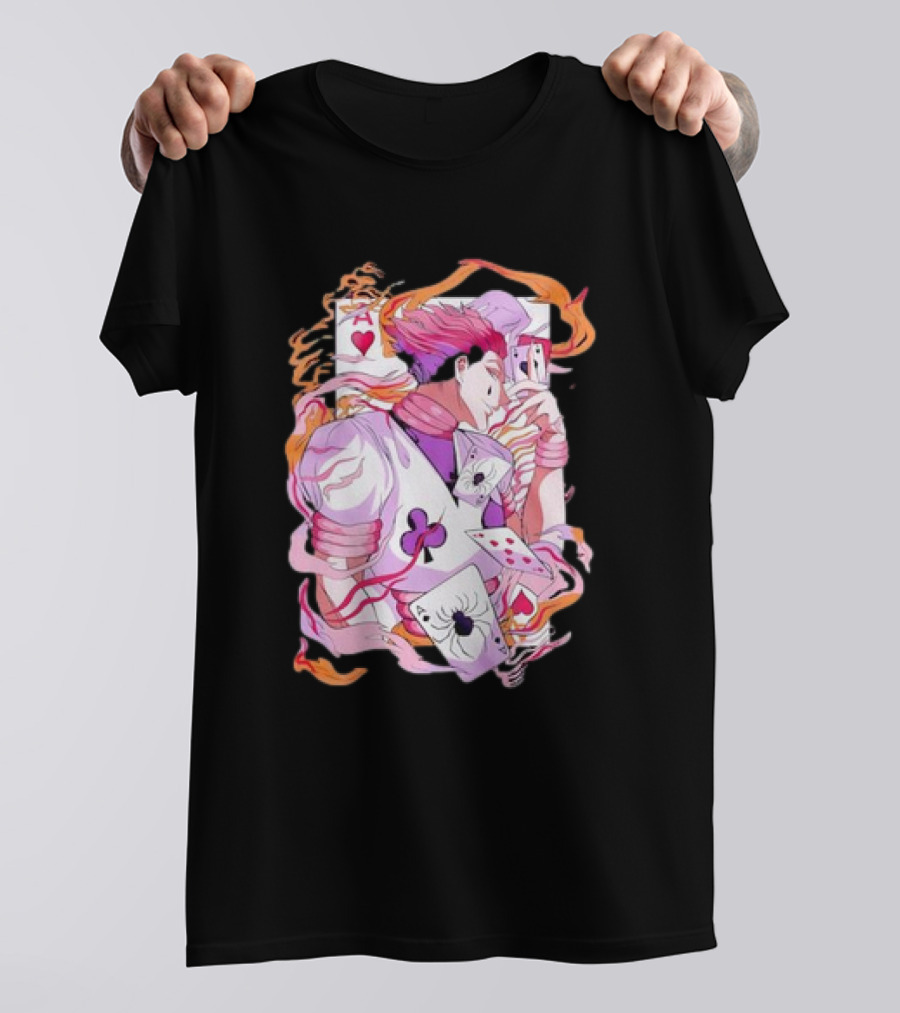 HISOKA Anime Manga Card Motif With Fiery Accents T-Shirt