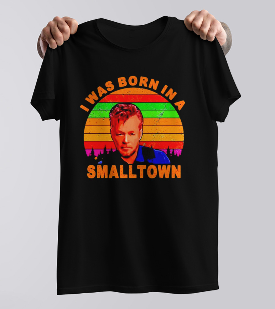 I Was Born In A Small Town Vintage John Mellencamp Retro Sunset T-Shirt