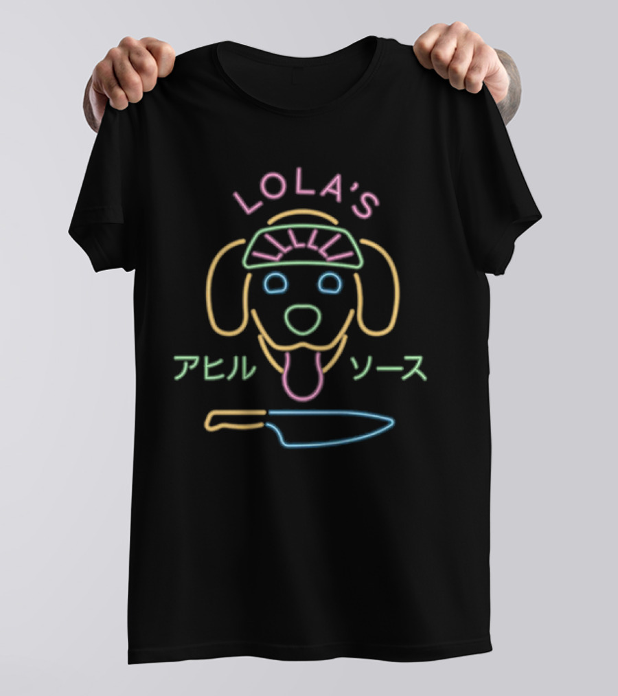 LOLA'S Kenny And Lilly Neon Dog With Knife T-Shirt