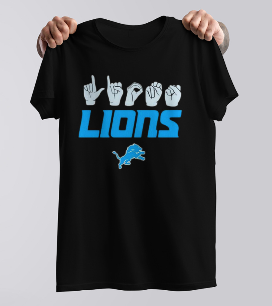Lions Love Sign Gesture Football Emblem T-Shirt