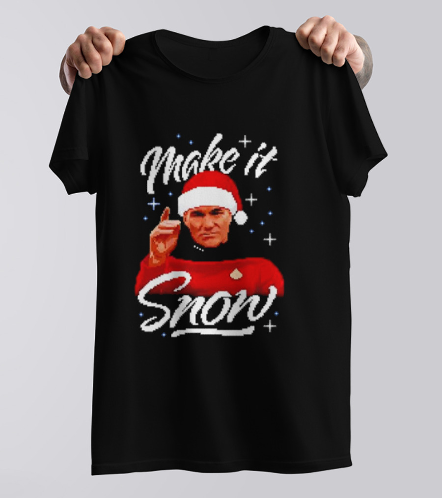 Make It Snow Christmas Jumper Santa Hat Commanding Gesture T-Shirt